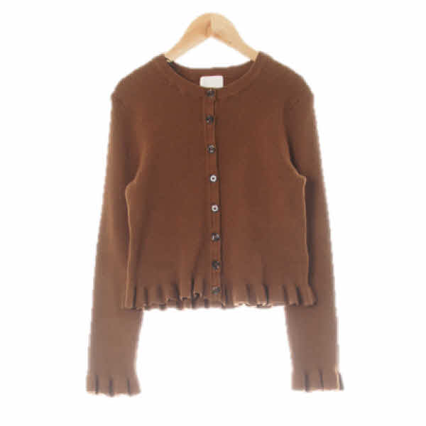 h&m 브라운 울혼방 프릴밑단골지가디건