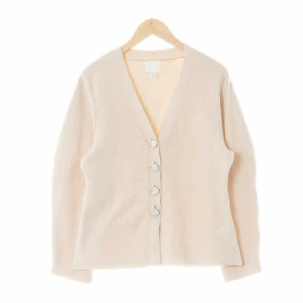 h&m 라이트베이지 울혼방 큐빅버튼와이드슬리브가디건