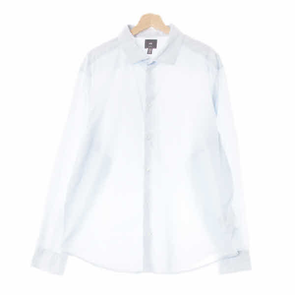 h&m 에어리블루화이트 스트라이프 면혼방 클래식와이셔츠