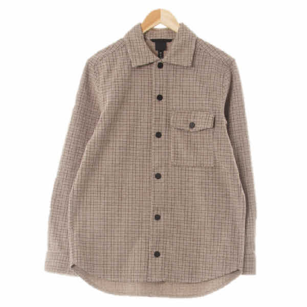 h&m 웜토프브라운 체크 플란넬 무광버튼셔츠형웜자켓