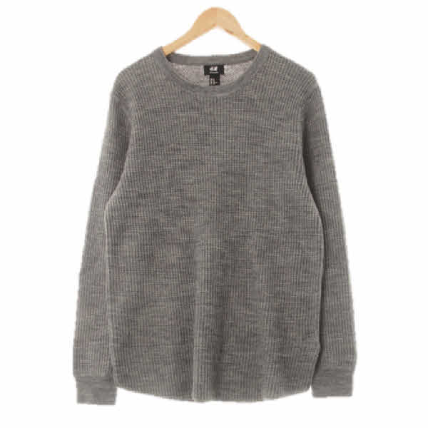 h&m 멜란지그레이 울혼방 라운드와플스웨터