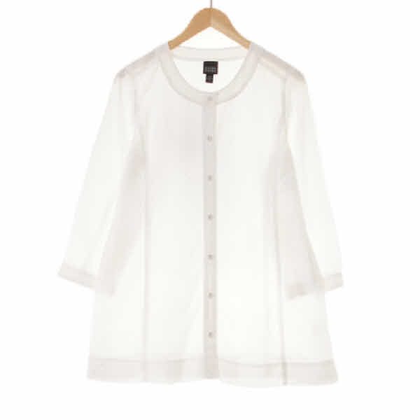 eileenFisher 화이트 라운드7부롱블라우스