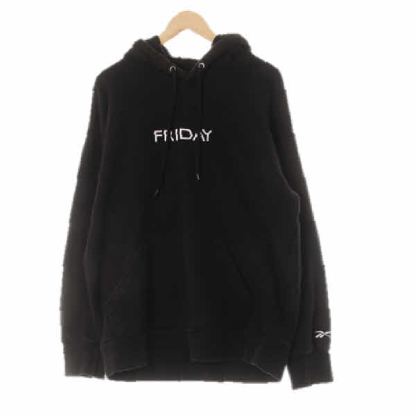 vetements 블랙 면혼방 프라이데이포켓후드티 