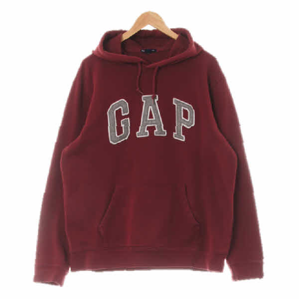 gap 버건디 면혼방 빅패치로고포켓루즈후디