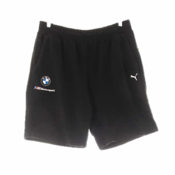 퓨마BMW 블랙 프린팅 면혼방 BMW로고테리반바지