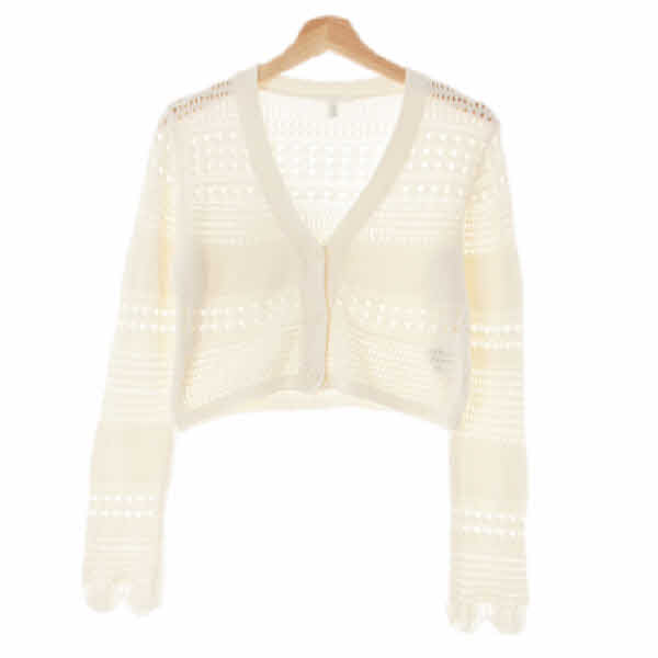 h&m 아이보리 면 오픈워크브이넥숏가디건