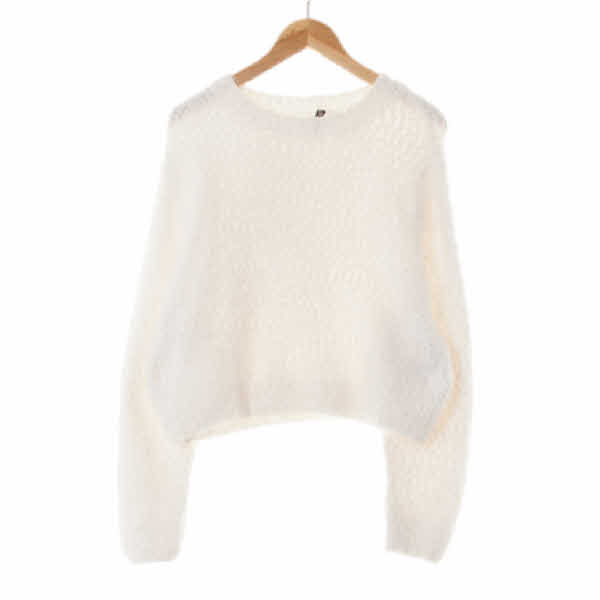 h&m 화이트 부클크롭헤어리스웨터