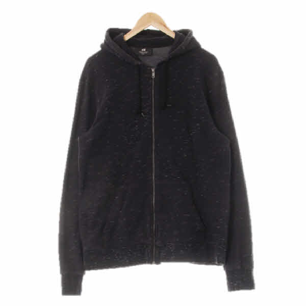 h&m 다크차콜 브러쉬사선패턴 면혼방 아웃포켓후드집업