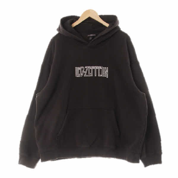 h&m 다크브라운 프린팅 면혼방 드롭숄더스웨트후드티