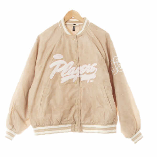 h&m 샴페인베이지 빅패치바시티패딩점퍼