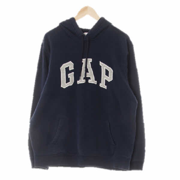 gap 네이비 면혼방 배색빅패치로고웜후드티