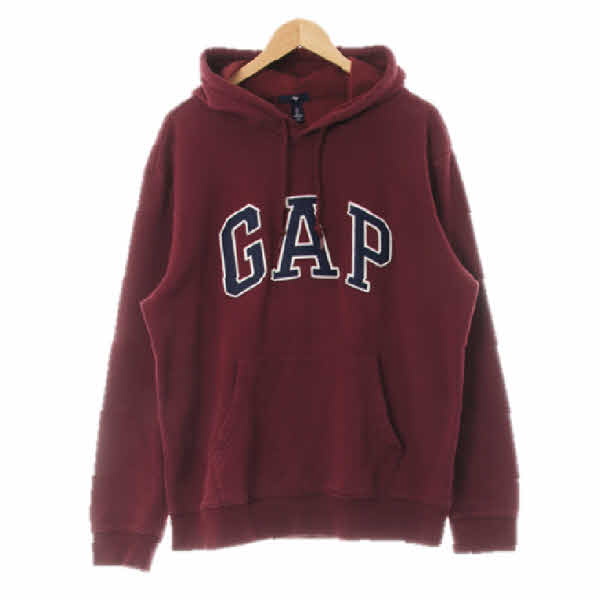 gap 버건디 면혼방 빅패치배색스웨트후디