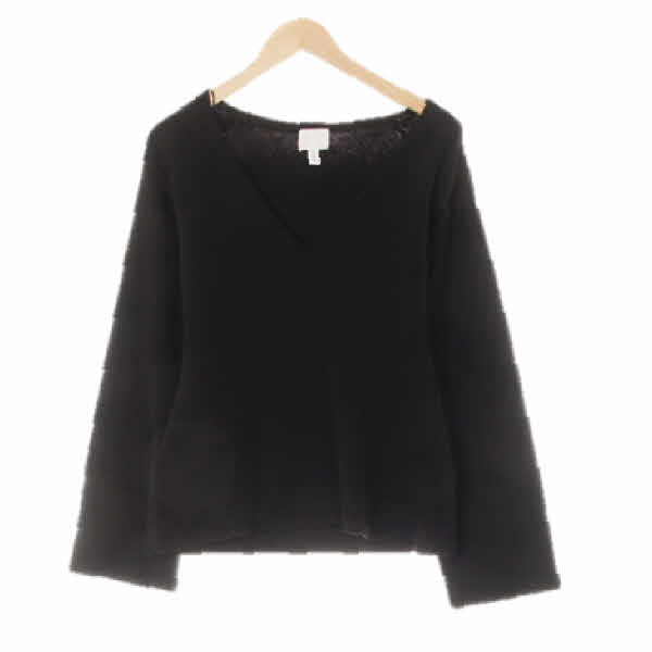 h&m 블랙 울혼방 드롭숄더브이넥스웨터
