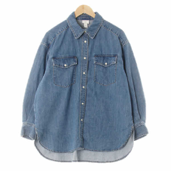 h&m 진청 데님 워싱웨스턴셔츠