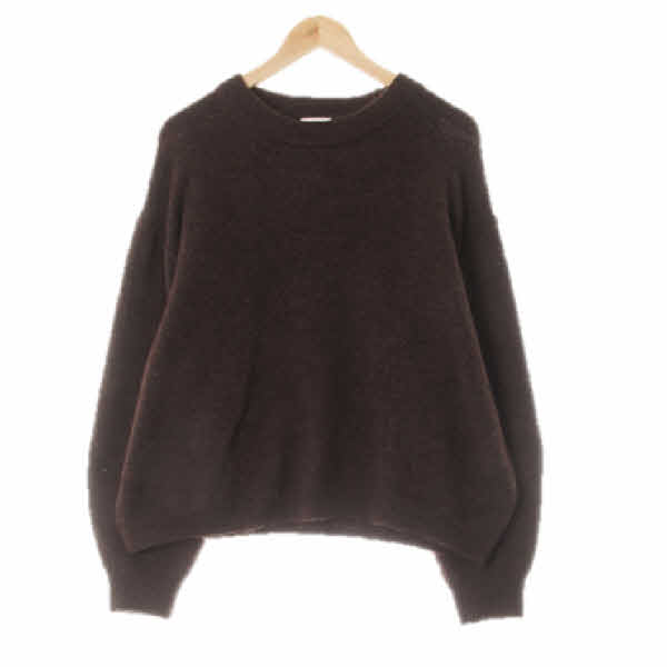 h&m 초콜릿트러플브라운 울혼방 헤어리라운드넥드롭숄더스웨터