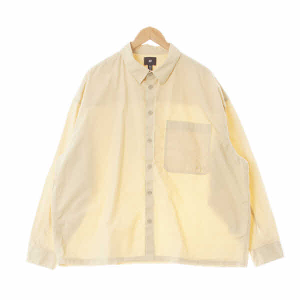 h&m 샌드베이지 면 빅포켓루즈긴팔셔츠