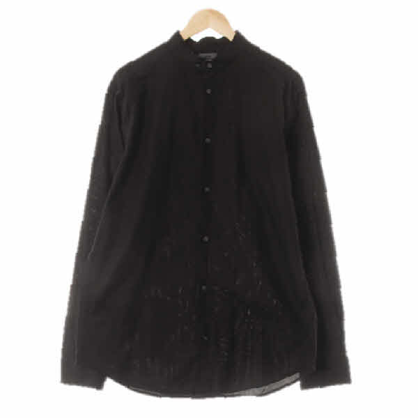 h&m 블랙 면 스탠드넥이중버튼셔츠