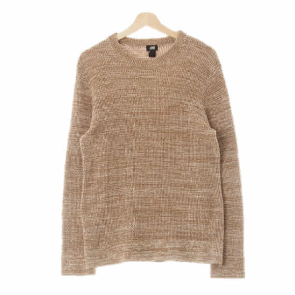 h&m 다크베이지 면혼방 보카시짜임니트 