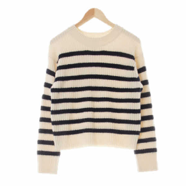 h&m 아이보리네이비 스트라이프 울혼방 리브드소프트스웨터