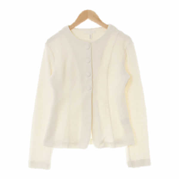 h&m 아이보리 면혼방 절개버튼슬림텍스쳐재킷