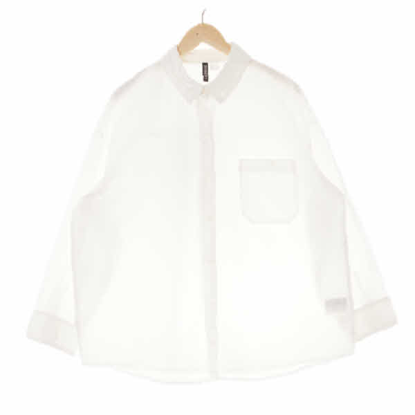 h&m 화이트 면 루즈핏포켓긴팔셔츠