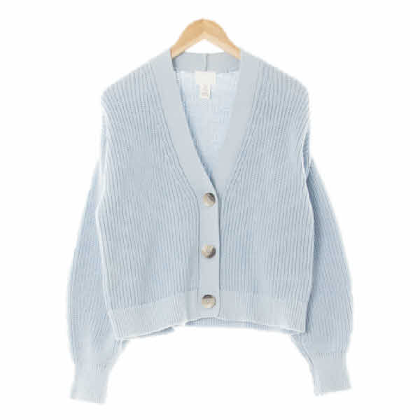 h&m 파스텔블루 면혼방 루즈핏짜임가디건