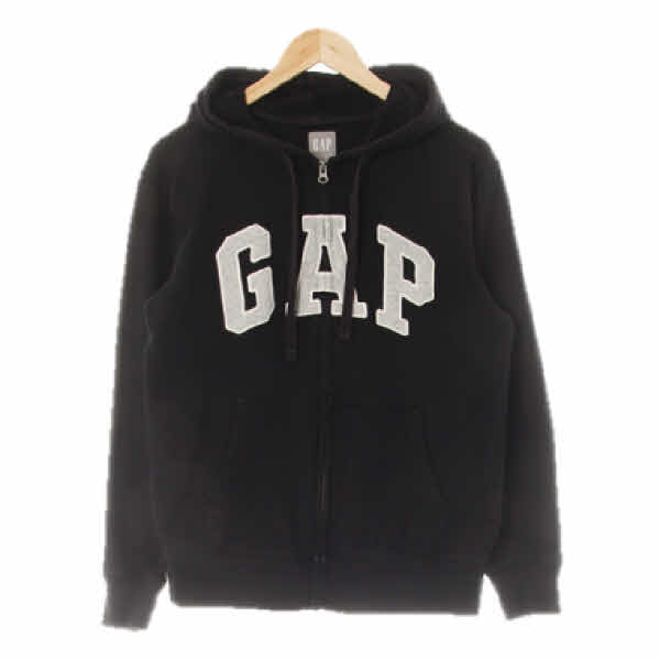 gap 블랙 면 멜란지패치배색후드집업