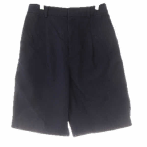 유니클로 네이비 린넨혼방 핀턱버뮤다팬츠