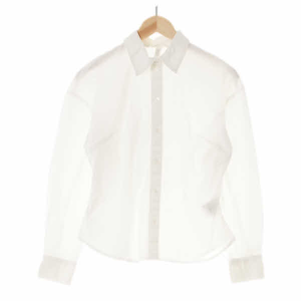 h&m 화이트 면혼방 드롭숄더블라우스