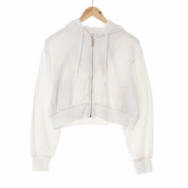h&m 화이트 면혼방 크롭미니멀웜후드집업