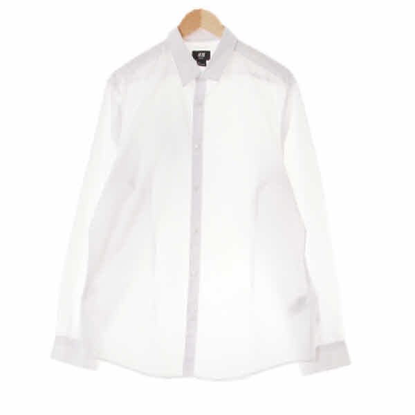 h&m 화이트 면혼방 긴팔이지아이론셔츠