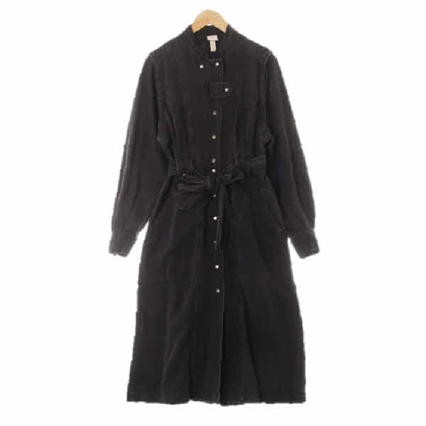 h&m 흑청 데님 스냅버튼워싱롱원피스
