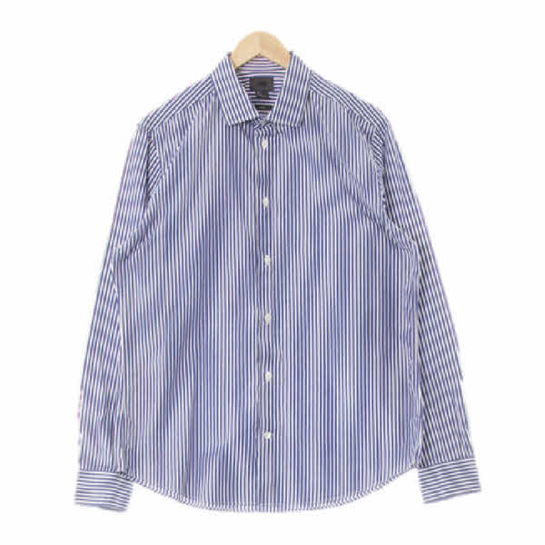 h&m 다크블루 스트라이프 면 와이드카라백대비셔츠