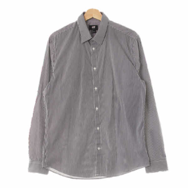 h&m 블랙 스트라이프 면혼방 백대비스트레치셔츠