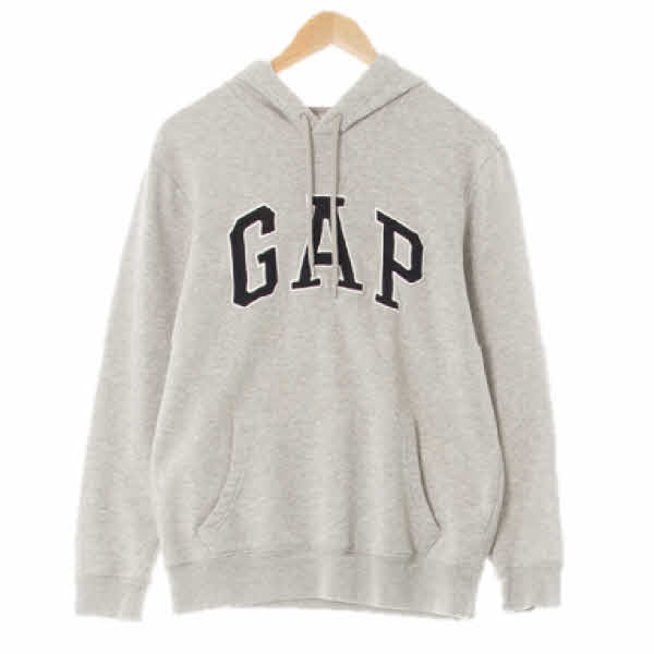 gap 멜란지그레이 면혼방 중앙빅패치로고포켓후드티