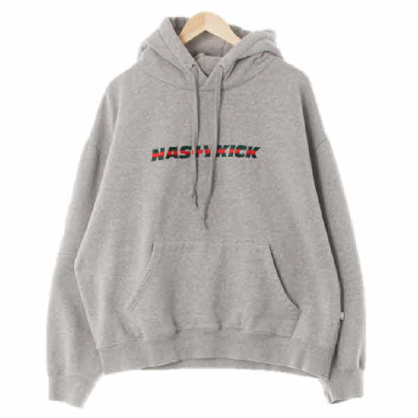 nastykick 멜란지그레이 면혼방 컬러배색중앙로고기모후드티