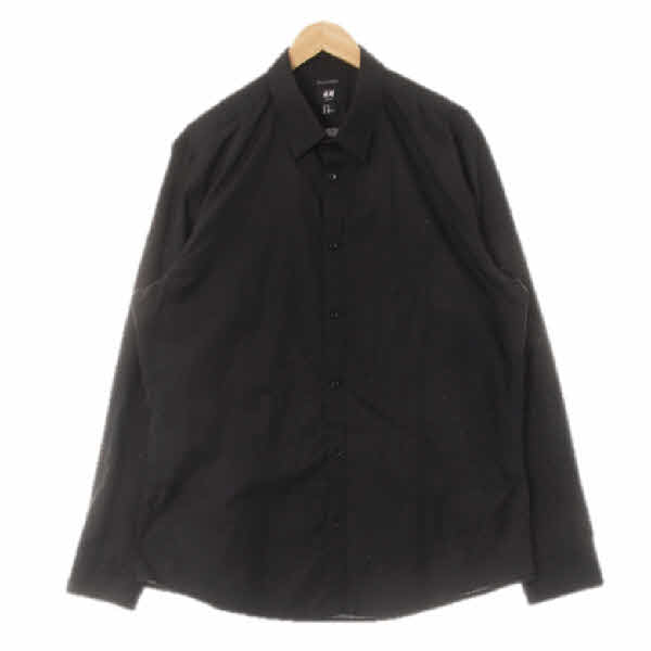 h&m 블랙 면혼방 라이트긴팔셔츠