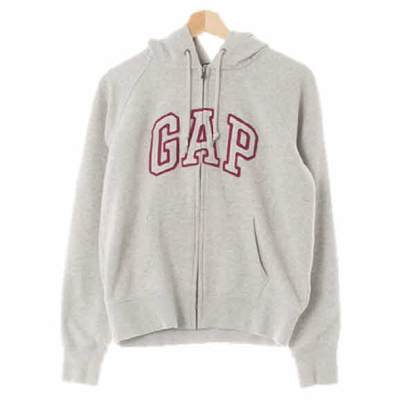 gap 멜란지그레이 면혼방 중앙패치로고포켓기모후드집업