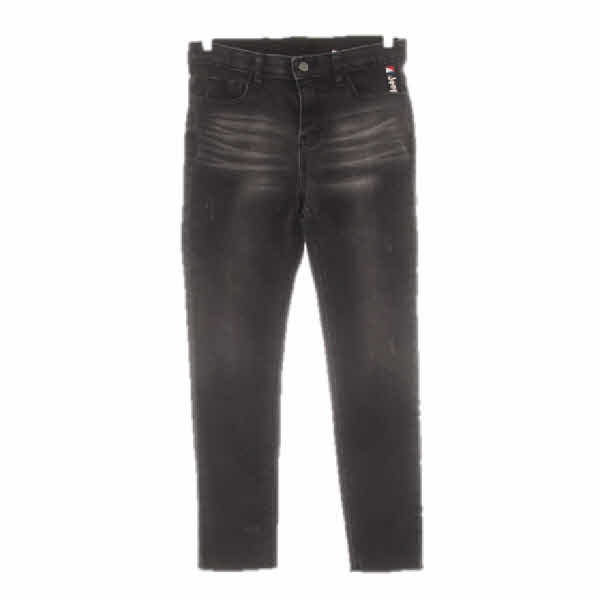 지프 흑청 데님 데미지커팅웜스키니진