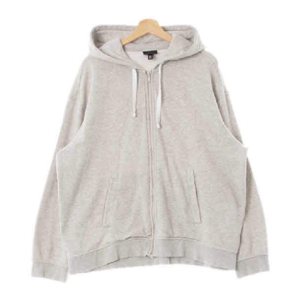 h&m 멜란지그레이 면혼방 루즈웜후드집업