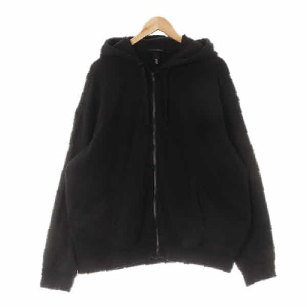 h&m 블랙 면혼방 드롭숄더웜후드집업