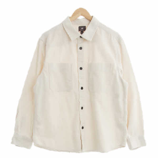 h&m 화이트 면 버튼배색가슴포켓자켓