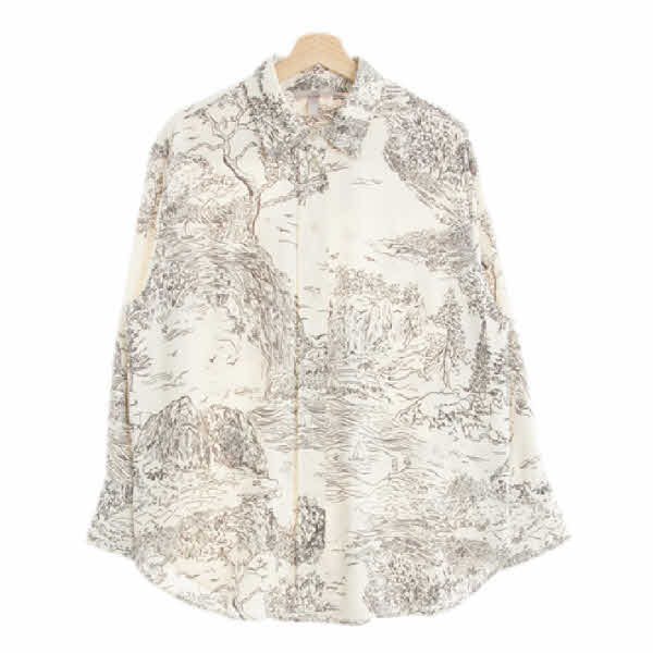 h&m 베이지 풍경패턴 셔츠블라우스