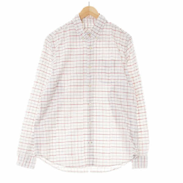 gap 브라이트화이트바이킹레드 체크 면혼방 원포켓캐주얼셔츠