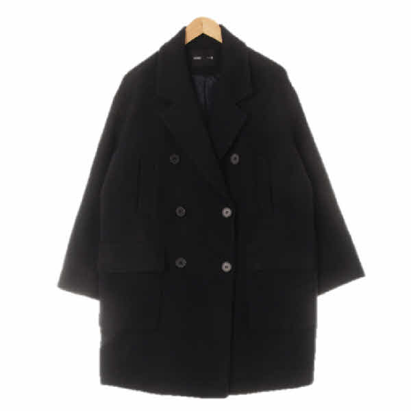 mixxo 다크네이비 울혼방 플랩포켓더블롱코트
