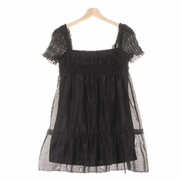 h&m 블랙 오프숄더오간자반팔미니원피스