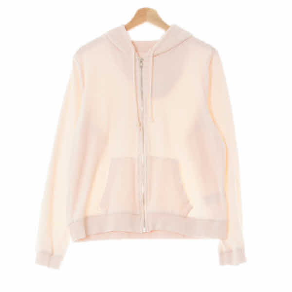 h&m 글로우라이트핑크 면혼방 벨벳캥거루포켓후드집업