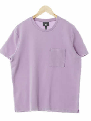 h&m 퍼플 네모면혼방 원포켓레귤러핏반팔티