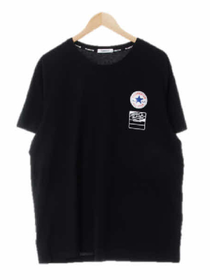 블랙 면 라운드반팔티