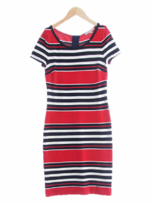 바나나리퍼블릭 레드네이비 스트라이프 비스코스혼방 반팔원피스 